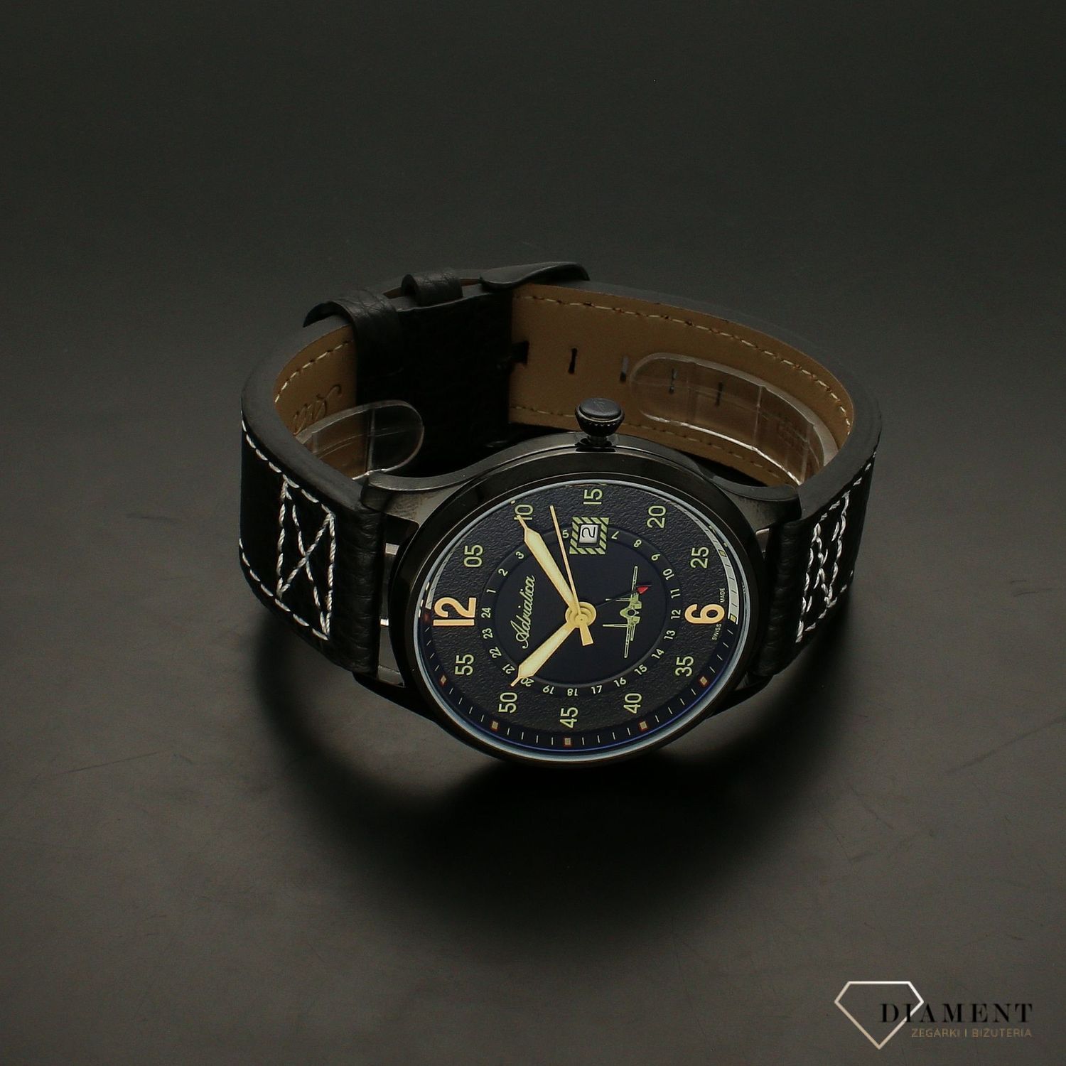 Zegarek męski na pasku skórzanym Adriatica Aviator A8311.B224Q.webp