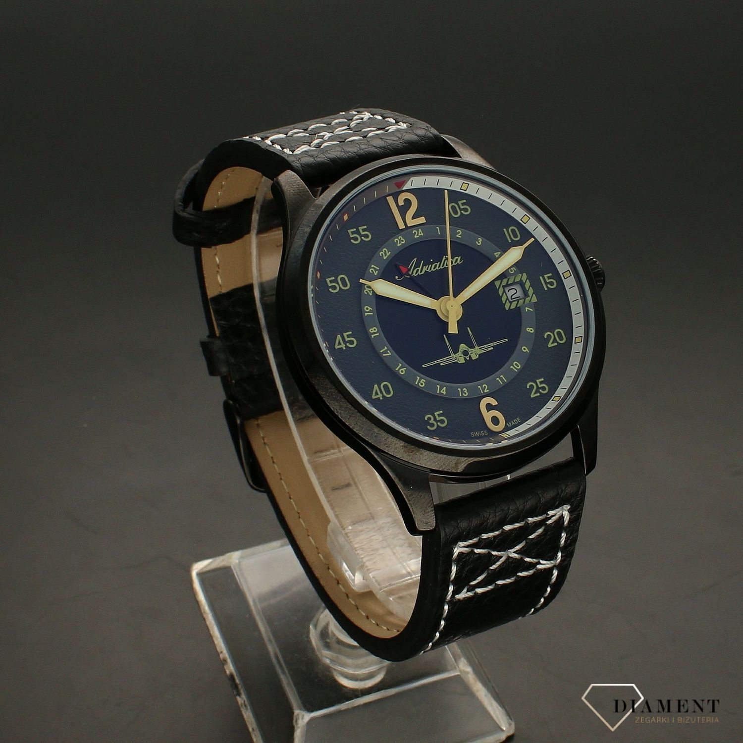 Zegarek męski na pasku skórzanym Adriatica Aviator A8311.B226Q.webp