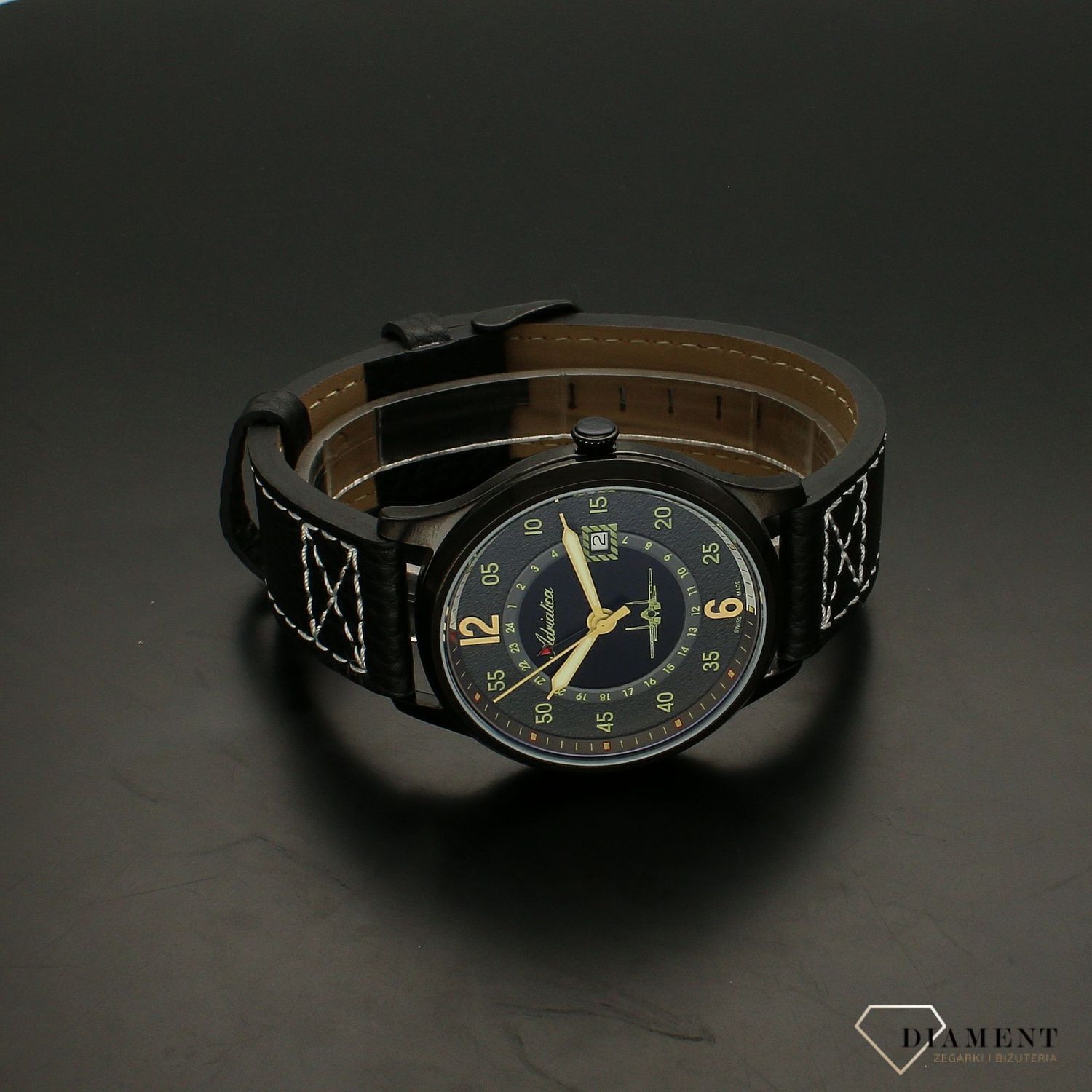 Zegarek męski na pasku skórzanym Adriatica Aviator A8311.B226Q.webp