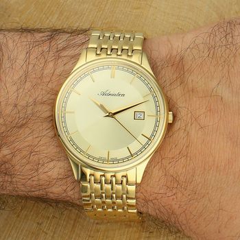 Złoty zegarek męski Adriatica A8315.1111Q Swiss Made  stal, szafir  grawer gratis złoty.jpg