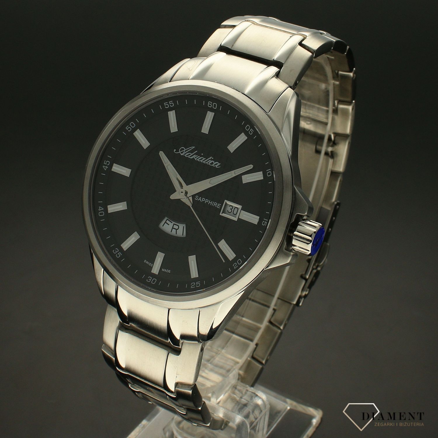 Zegarek męski na bransolecie Adriatica A8321.5114Q z szafirowym szkłem.jpg
