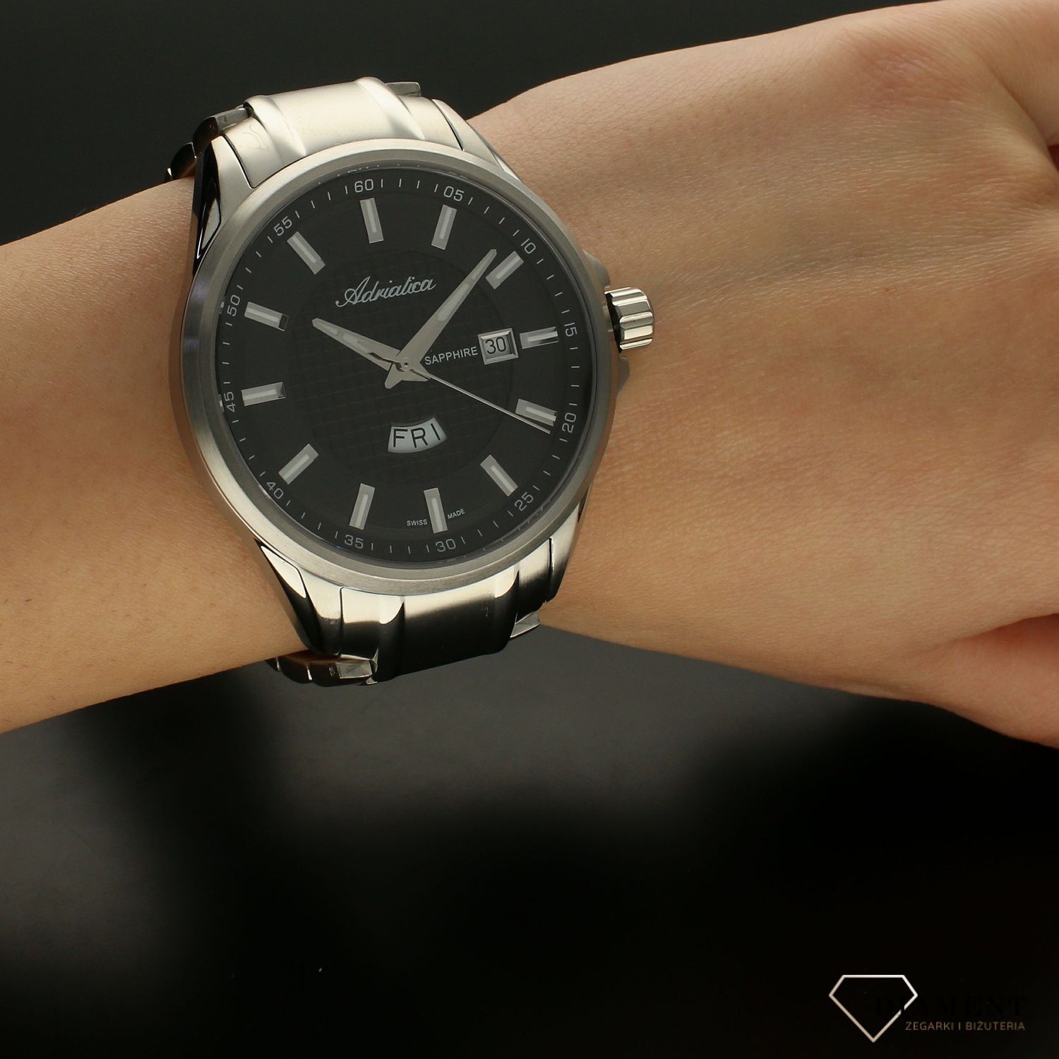 Zegarek męski na bransolecie Adriatica A8321.5114Q z szafirowym szkłem.jpg