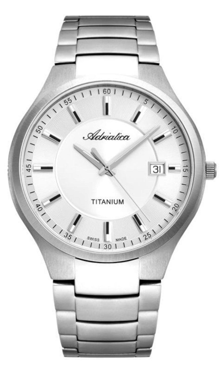 Zegarek męski Adriatica Classic Sapphire Titanium A8329.4113Q. Zegarek męski na bransolecie. Szwajcarski zegarek męski Adriatica. Męski zegarek klasyczny. Męski zegarek tytanowy na prezent..jpg