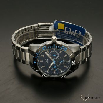 Zegarek męski na bransolecie z niebieską tarczą QQ AA42-412 ⌚ Zegarki męskie z bransoletą✓  (3).jpg