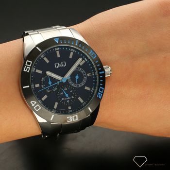 Zegarek męski na bransolecie z niebieską tarczą QQ AA42-412 ⌚ Zegarki męskie z bransoletą✓  (5).jpg
