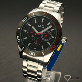 Zegarek męski na bransolecie z niebieską tarczą QQ AA42-422 ⌚ Zegarki męskie z bransoletą✓  (2).jpg