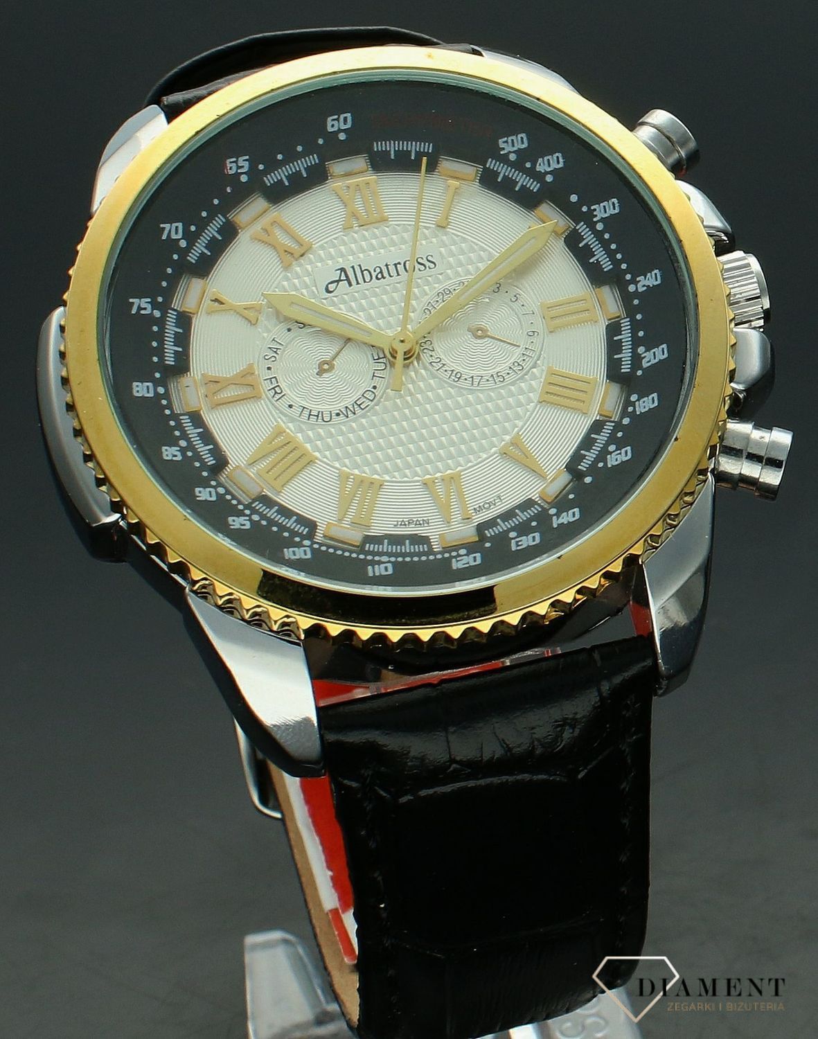 Zegarek męski na czarnym paski Albatros ABCA55. Męski zegarek na pasku. Zegarek męski Albatros. Zegarek męski srebrno-złoty. Tani zegarek na pasku. Tani zegarek męski Albatros na prezent (2).jpg