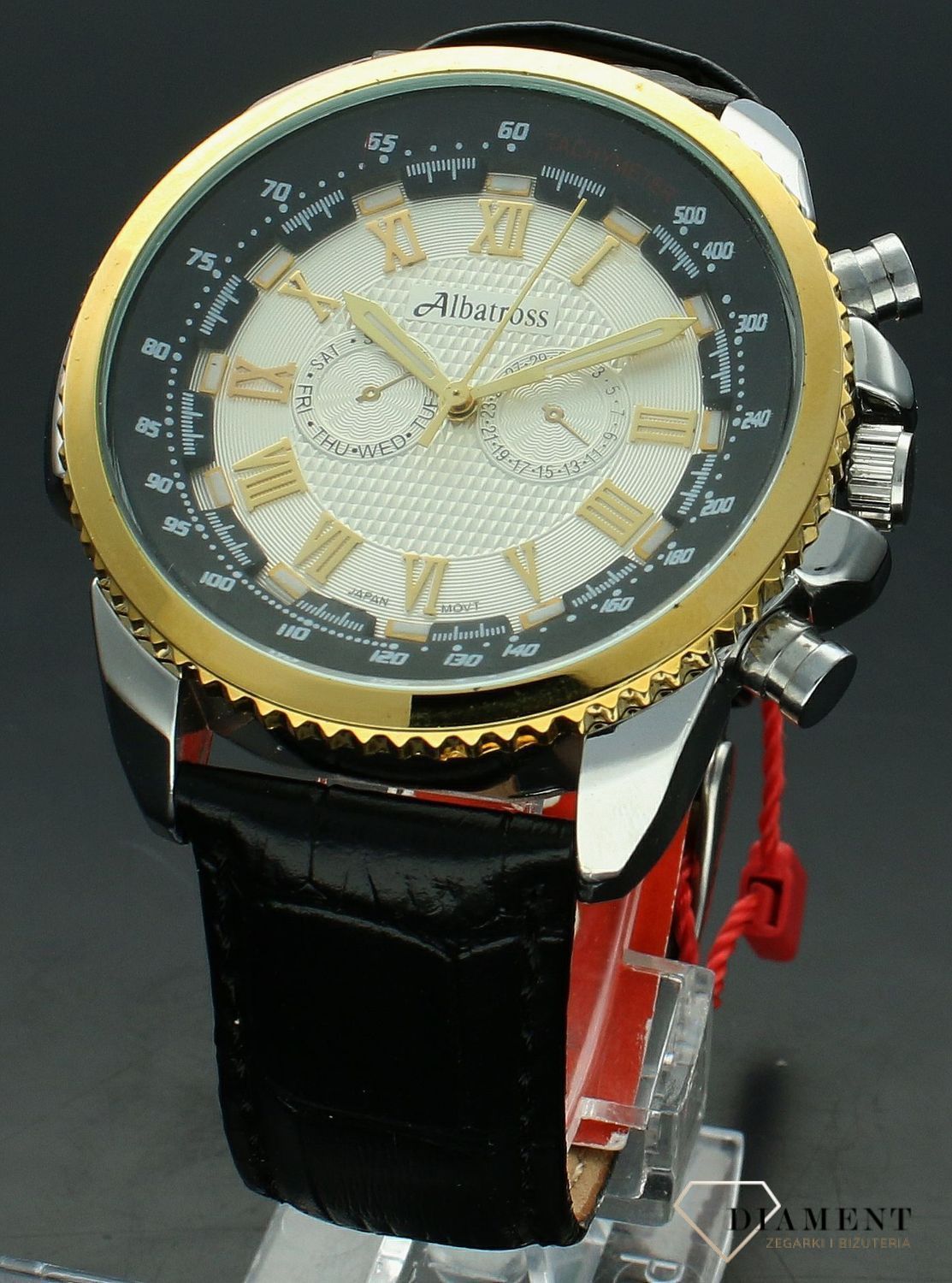Zegarek męski na czarnym paski Albatros ABCA55. Męski zegarek na pasku. Zegarek męski Albatros. Zegarek męski srebrno-złoty. Tani zegarek na pasku. Tani zegarek męski Albatros na prezent (2).jpg