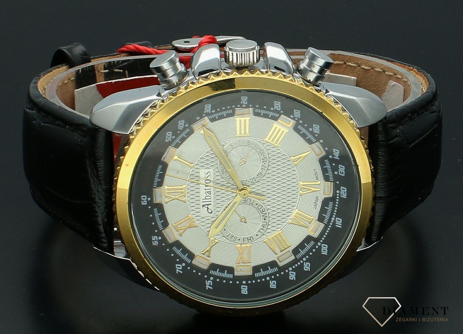Zegarek męski na czarnym paski Albatros ABCA55. Męski zegarek na pasku. Zegarek męski Albatros. Zegarek męski srebrno-złoty. Tani zegarek na pasku. Tani zegarek męski Albatros na prezent (2).jpg