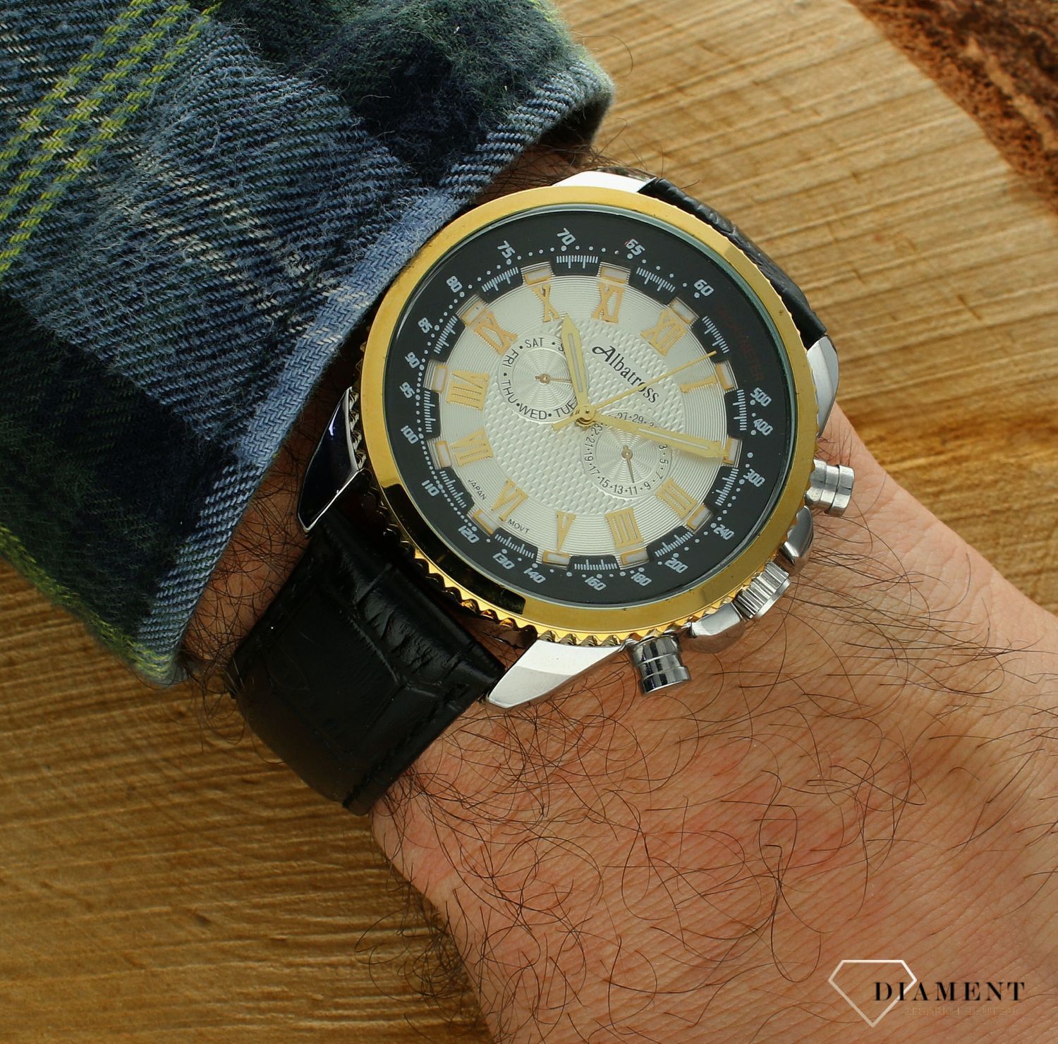 Zegarek męski na czarnym paski Albatros ABCA55. Męski zegarek na pasku. Zegarek męski Albatros. Zegarek męski srebrno-złoty. Tani zegarek na pasku. Tani zegarek męski Albatros na prezent (2).jpg