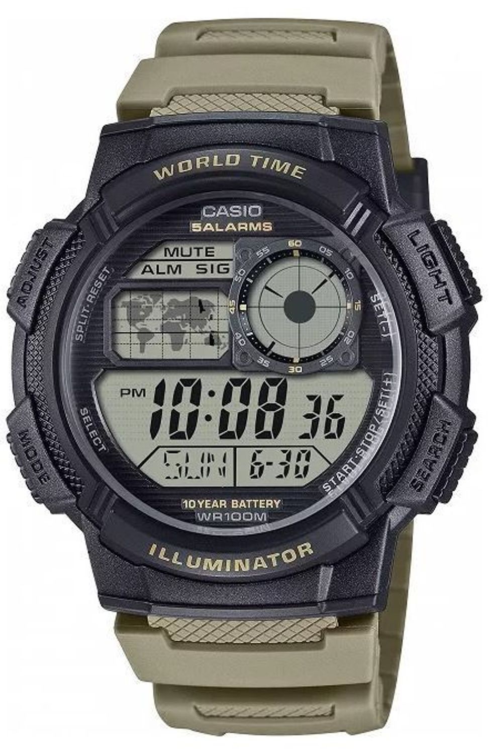 Zegarek Casio AE-1000W-5AVEF– Męski Zegarek Cyfrowy Khaki, LED, 10ATM, 5 Alarmów.jpg