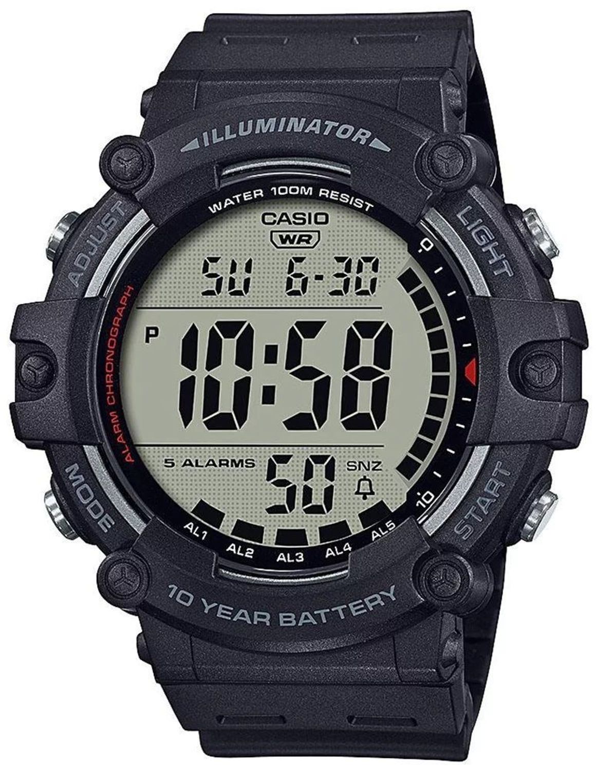 Zegarek Casio AE-1500WH-1AVEF wodoszczelny. Męski zegarek sportowy Casio. Zegarek męski elektroniczny Casio. Zegarek wodoszczelny Casio dla mężczyzny. Sportowy męski zegarek Casio na prezent..jpg