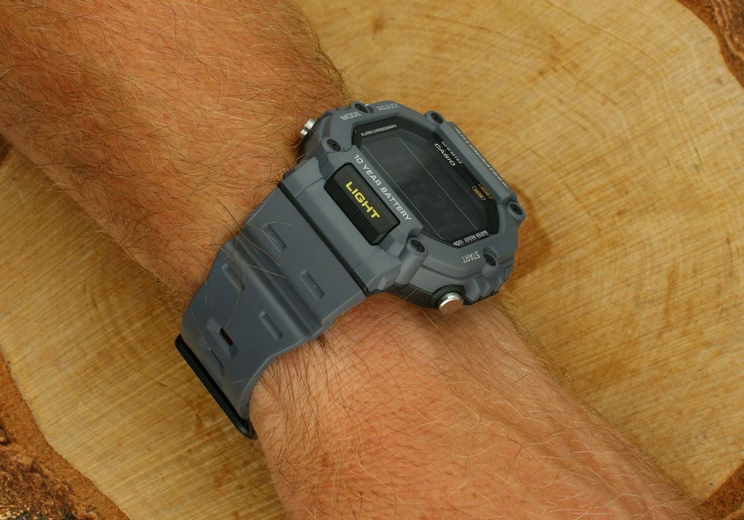 Zegarek Casio G-SHOCK – Zegarek męski 100M, szary pasek, LED, stoper, alarm.jpg