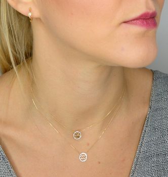 Złote kolczyki kółka DIAMENT 585 diamenty AE105 💎 Złote kolczyki w kształcie koła wykonane z najwyższej jakości złota próby 585  (3).JPG