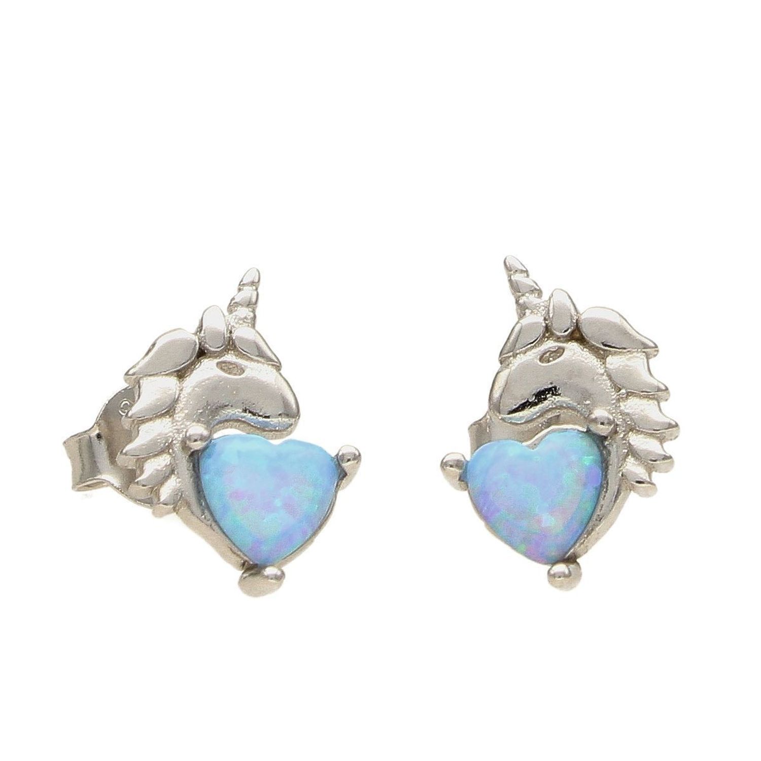 Srebrne kolczyki niebieski opal jednorożec z sercem AE20400.jpg