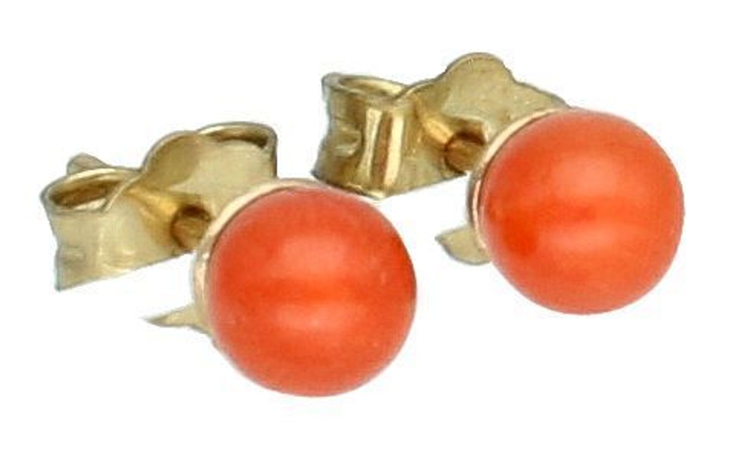 Złote kolczyki wkrętki  z naturalnym koralem 333.jpg