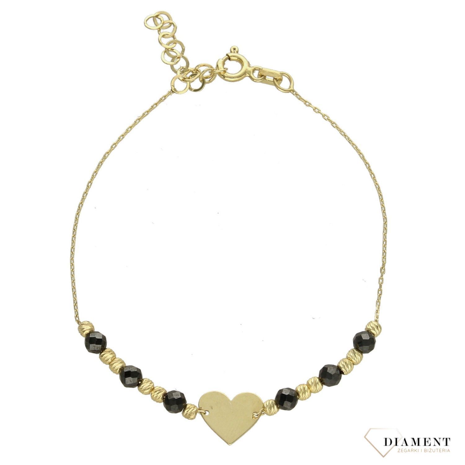 Bransoletka srebra pozłacana ALBZ000317 z serduszkiem i koralikami (1).jpg