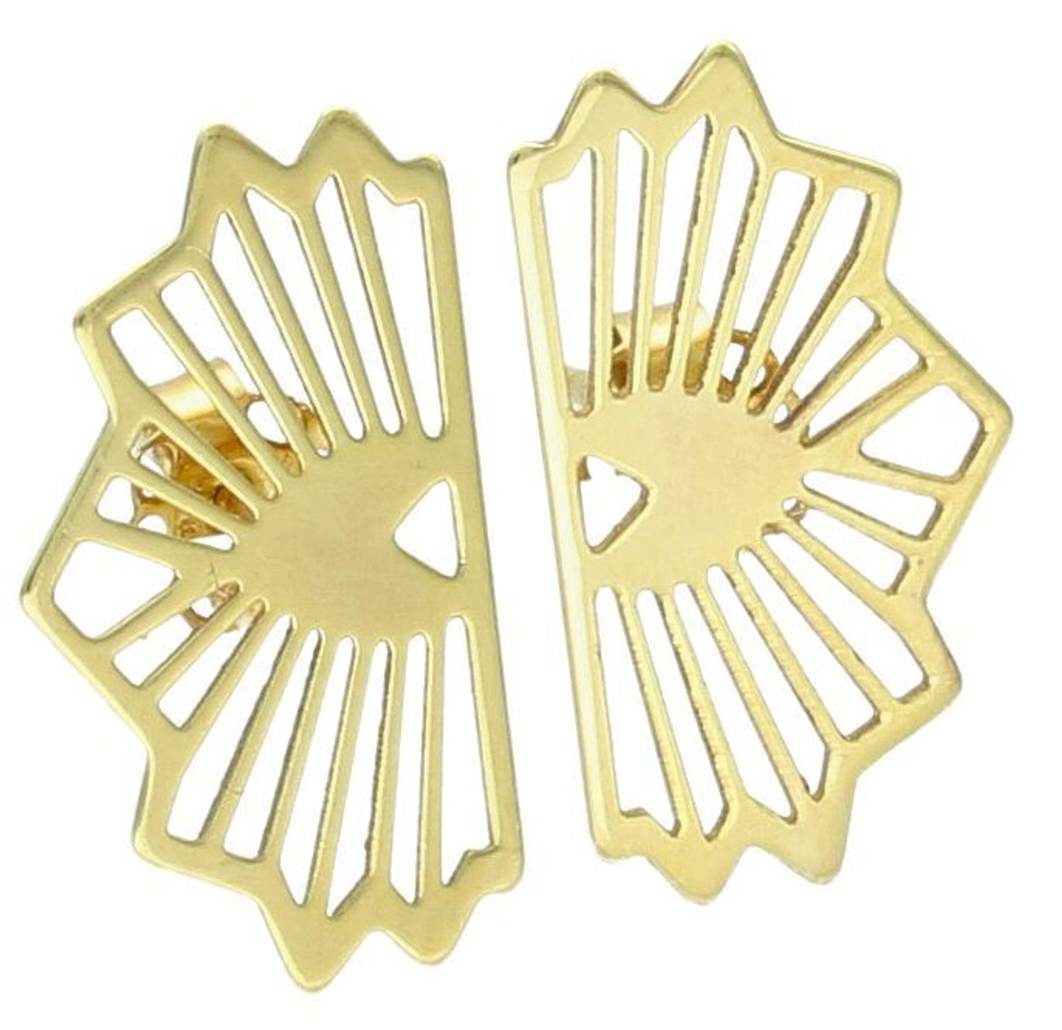 Złote kolczyki damskie na sztyft - Złoto 333, Ażurowy Wzór Wachlarza.jpg
