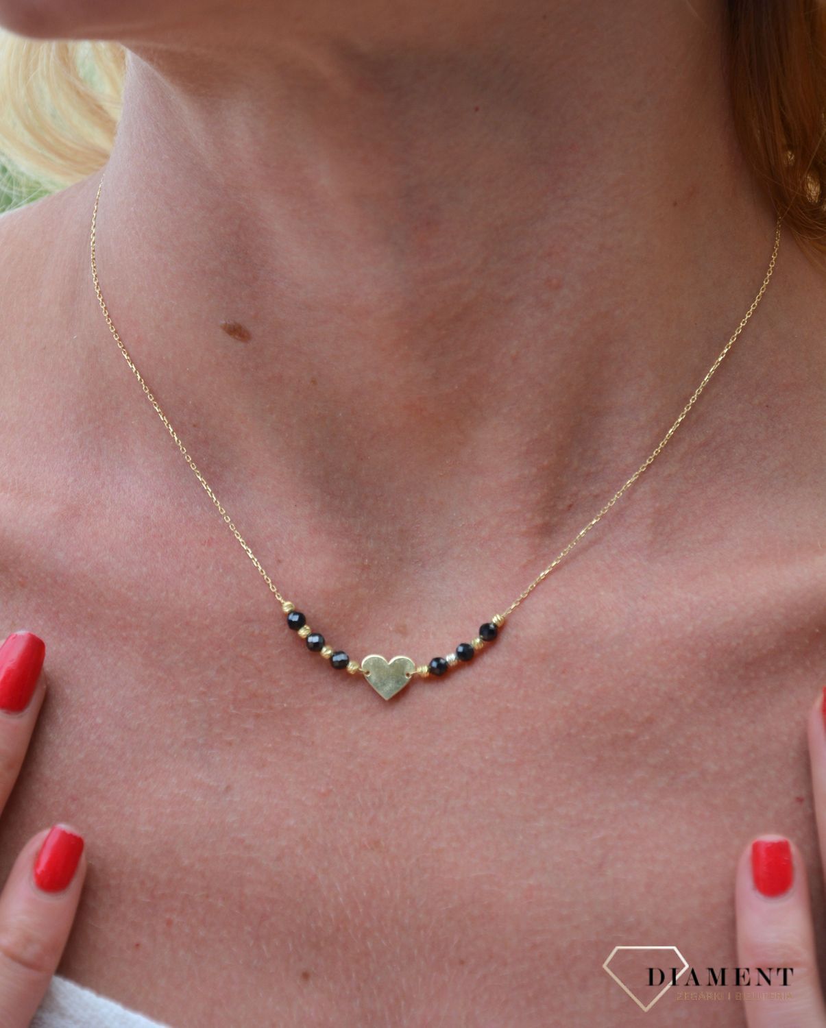 Naszyjnik srebrny pozłacany Infinity ALNZ001942 serce i koraliki.jpg