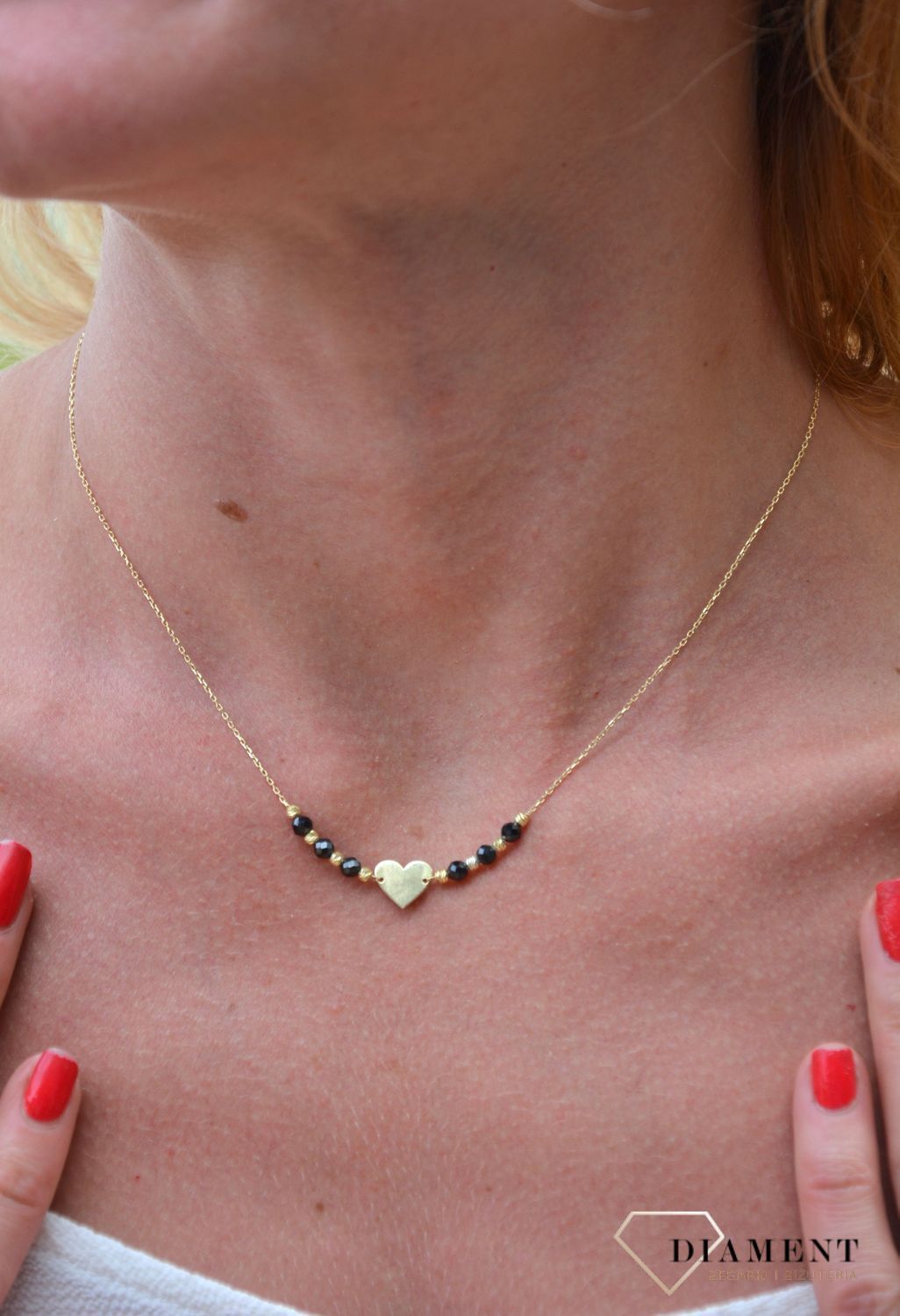 Naszyjnik srebrny pozłacany Infinity ALNZ001942 serce i koraliki.jpg