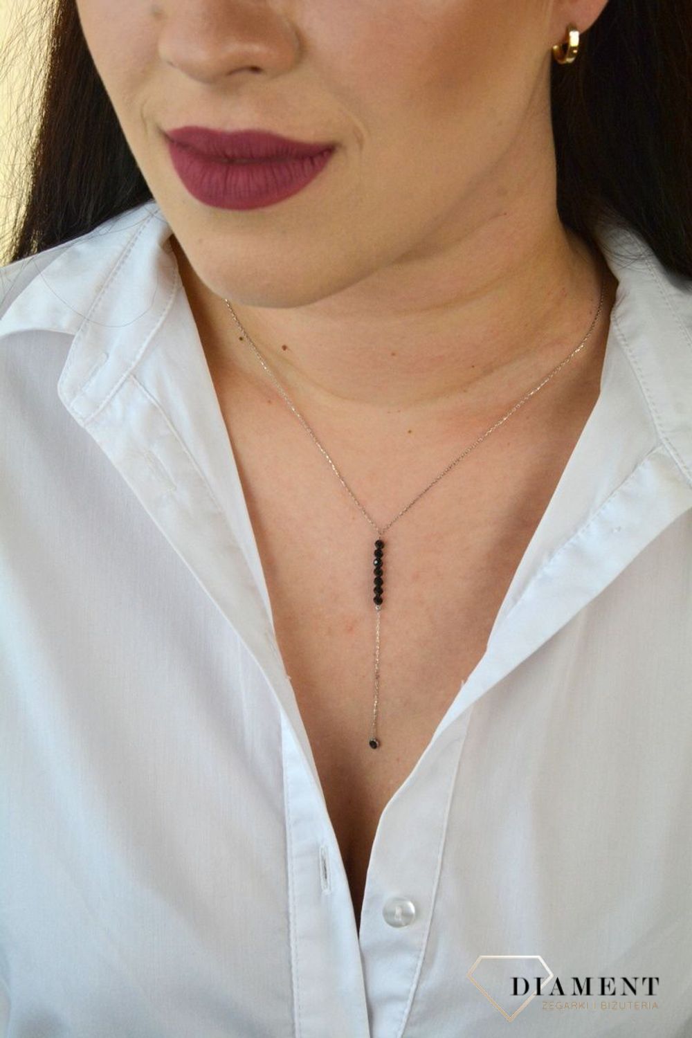 naszyjnik srebrny z czarnymi cyrkoniami ALNZ002242.jpg