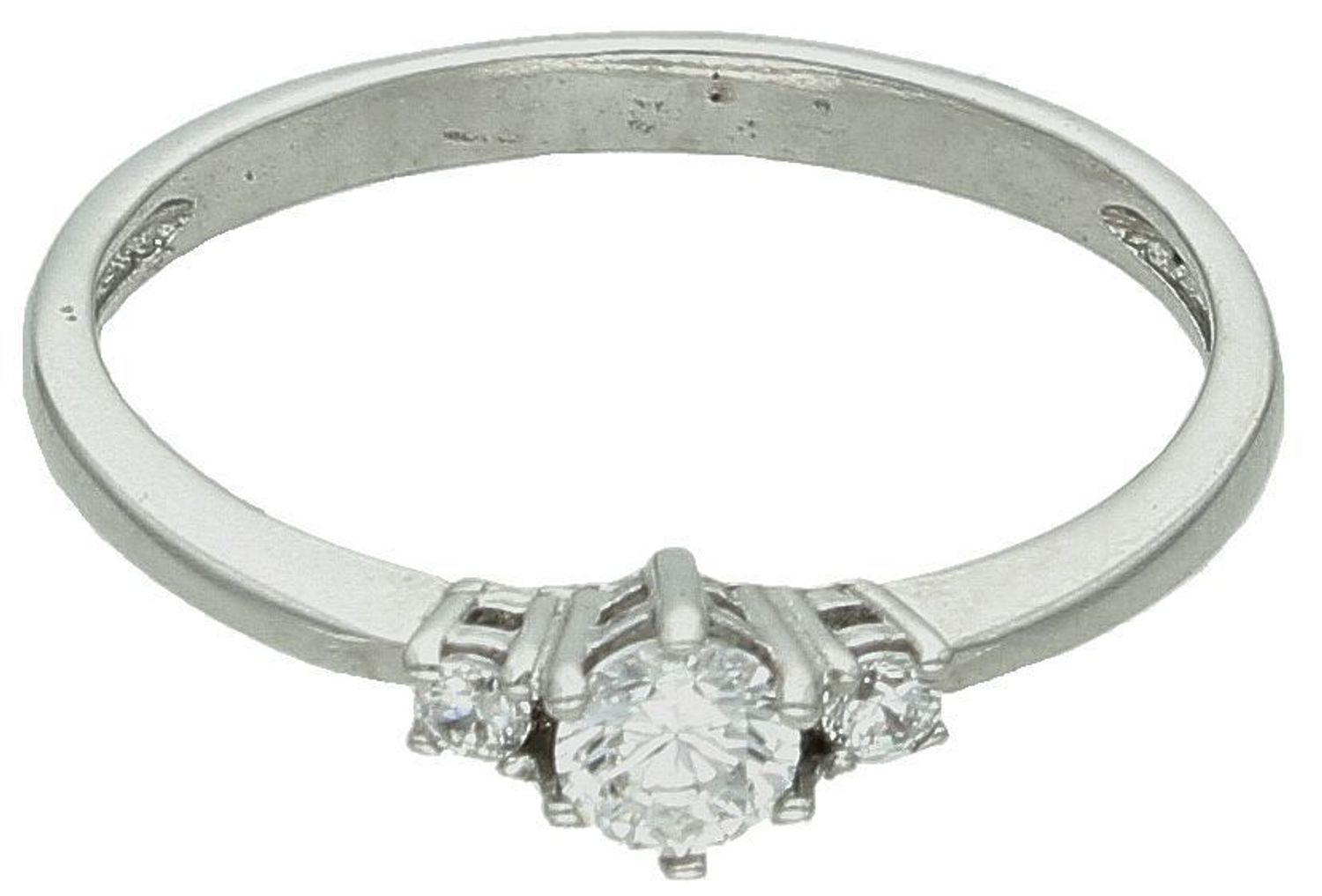 Pierścionek z trzema cyrkoniami srebrny próba 925,srebrny pierścionek wykonany z najwyższej jakości srebra o prostej formie. 2.jpg