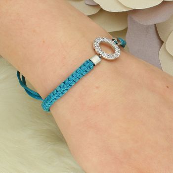 Niebieska bransoletka na sznureczku z kółeczkiem z cyrkoniami Tifany Blue niebieska.jpg