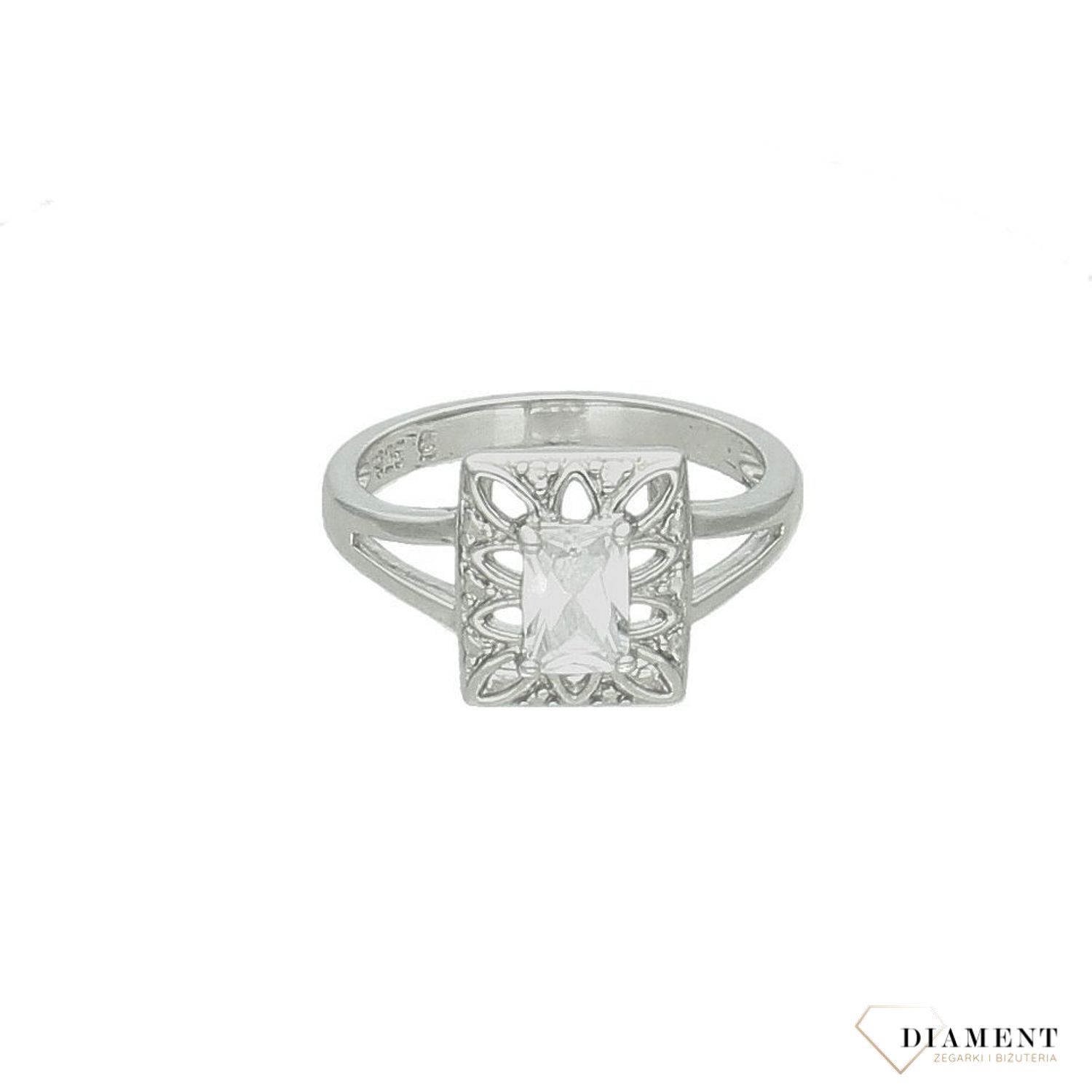 Srebrny pierścionek damski 925 prostokąt z cyrkonią AP012-0228. Srebrny pierścionek damski. Pierścionek srebrny dla kobiety na prezent. Srebrny damski pierścionek z cyrkoniami.5.jpg