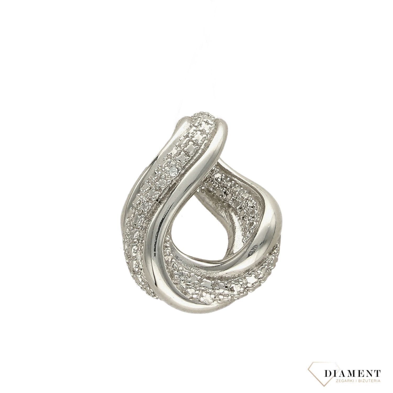 Srebrna zawieszka zawinięta łezka z cyrkonią AP012-1085.jpg