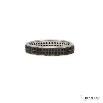 Srebrny pierścionek obrączka z czarnymi cyrkoniami Apart 4 mm AP012-1250 (1).jpg