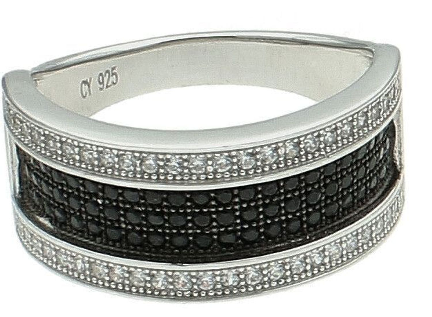 Srebrny pierścionek damski 925 z czarnymi cyrkoniami rozmiar 15 AP012-2936 (2).jpg