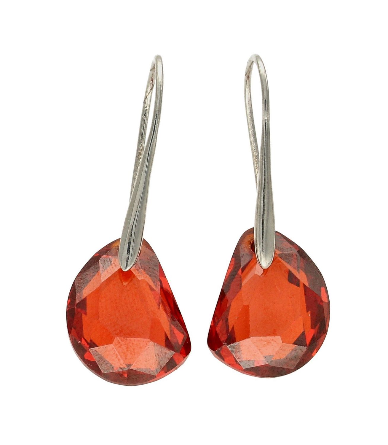 Kolczyki srebrne wiszące Czerwony kryształ 925 AP03-1067. Ekstrawaganckie kolczyki na prezent. Kolczyki z dużym kryształem. Nietypowa biżuteria. Eleganckie kolczyki. Czerwone kolczyki.jpg
