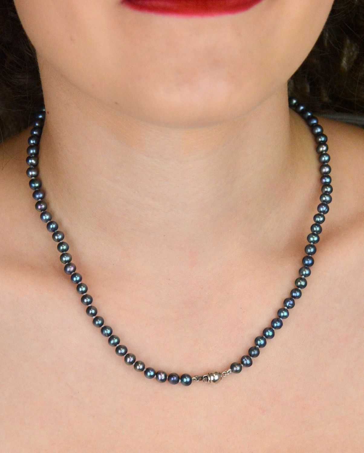 Naszyjnik Apart z Pereł Hodowlanych 5 mm – Benzynowe Odcienie – Srebro 925, 45 cmv (2).jpg