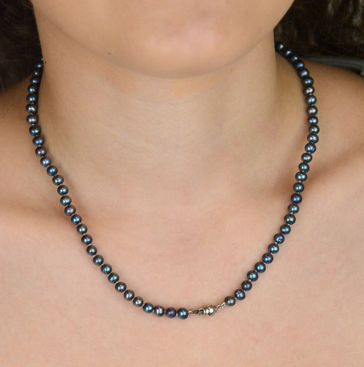 Naszyjnik Apart z Pereł Hodowlanych 5 mm – Benzynowe Odcienie – Srebro 925, 45 cmv (2).jpg