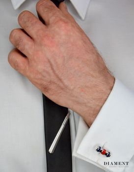 Spinka do krawata srebrna 925 z matowym zakończeniem AP09-010. Spinka wykonana z wysokiej jakości srebra 925. Długość spinek wynosi około 5,7 cm i szerokość około 0,5 cm (1).JPG
