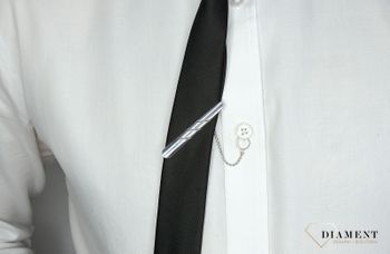 Spinka do krawata srebrna z ozdobnym wzorem AP09-024. Elegancka spinka do krawata wykonanych ze srebra 925. Idealny prezent dla mężczyzny. Zapakowana w oryginalne pudełko. Darmowa wysyłka (6).JPG