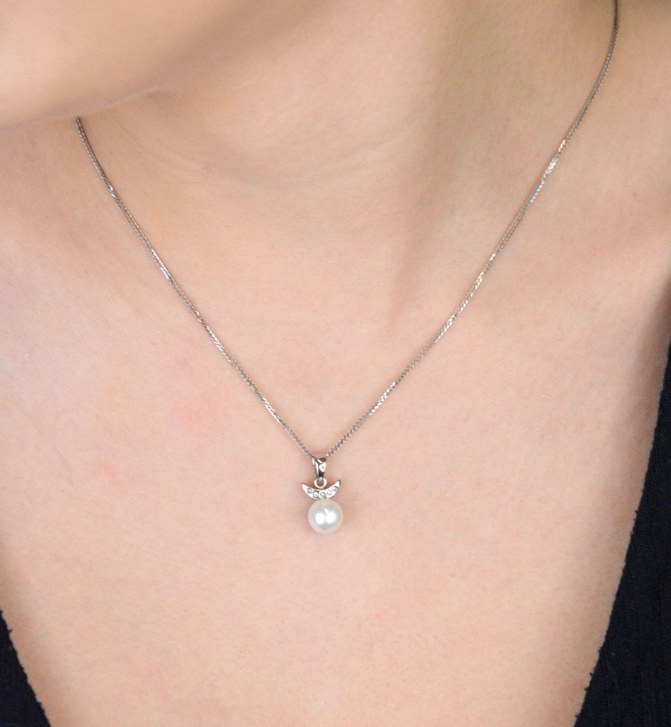 zawieszka srebrna z perłą, biżuteria damska srebro 925, zawieszka z cyrkoniami, prezent dla niej, elegancka zawieszka damska, srebrna biżuteria z perłą, AP3012-1013 1.jpg
