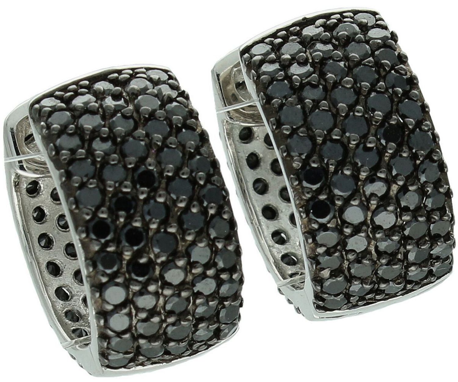 Kolczyki damskie srebrne Ag 925 koła szerokie z czarnymi cyrkoniami AP32-2694.jpg