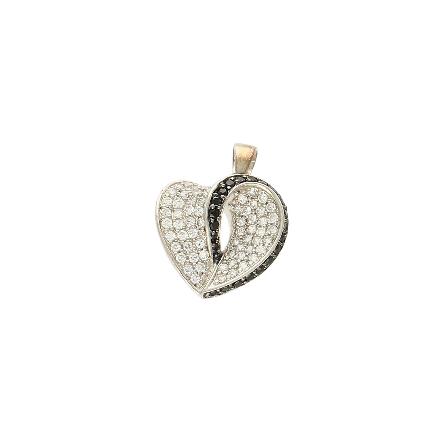 Zawieszka srebrna serce z cyrkonią białą i czarną AP38-503.jpg
