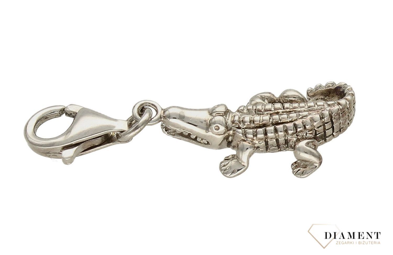 Srebrna zawieszka charms krokodyl AP48-1118. Charms srebrny. Zawieszka do bransoletki. Zawieszka srebrna krokodyl. Zawieszka charms do bransoletki. Charms zawieszka idealna na prezent dla każdej kobiety.  (2).jpg