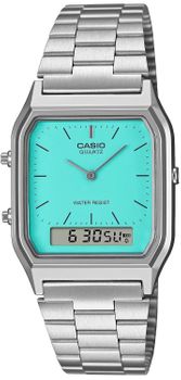 Zegarek Casio Vintage Maxi AQ-230A-2A2MQYES. Zegarek Casio Vintage. Zegarek z niebieską tarczą. Zegarek Casio idealny dla kobiety i mężczyzny. Zegarek unisex Casio Vintage. Zegarek na bransolecie Vintage na prezent (2).jpg