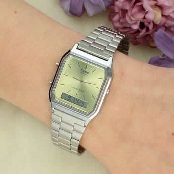 Zegarek Casio Vintage Classic AQ-230A-9AMQYES – analogowo-cyfrowy, zielona tarcza, retro srebrny.jpg