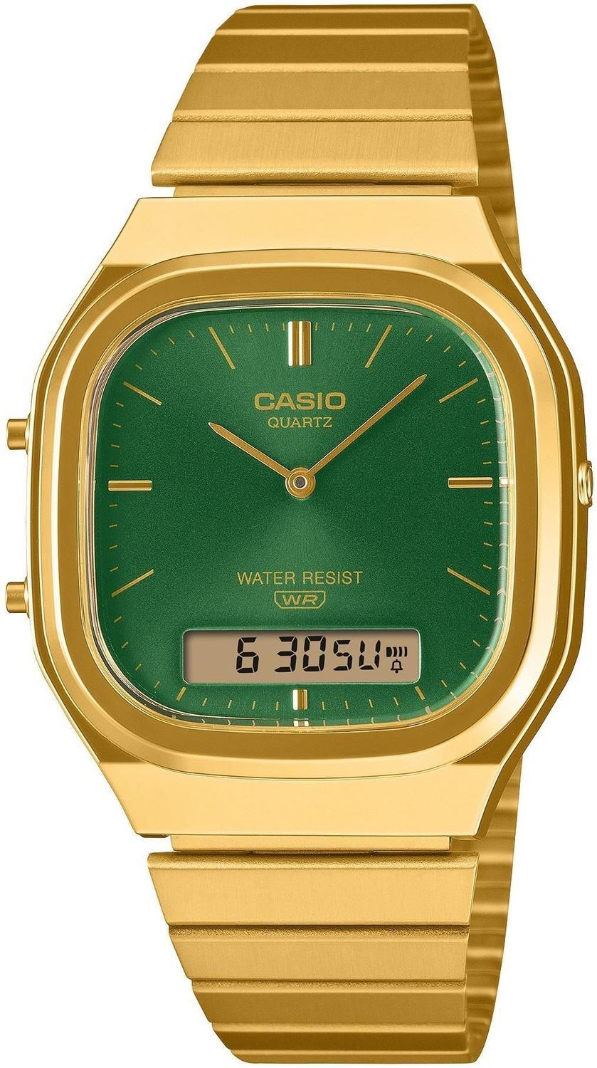 Zegarek Casio Vintage AQ-240EG-3AEF – zielona tarcza, złocista bransoleta, unisex.jpg