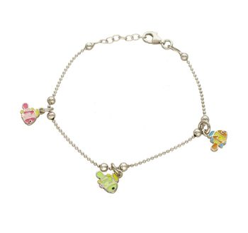 Srebrna bransoleta dla dziewczynek kolorowe rybki AR012-2367.jpg
