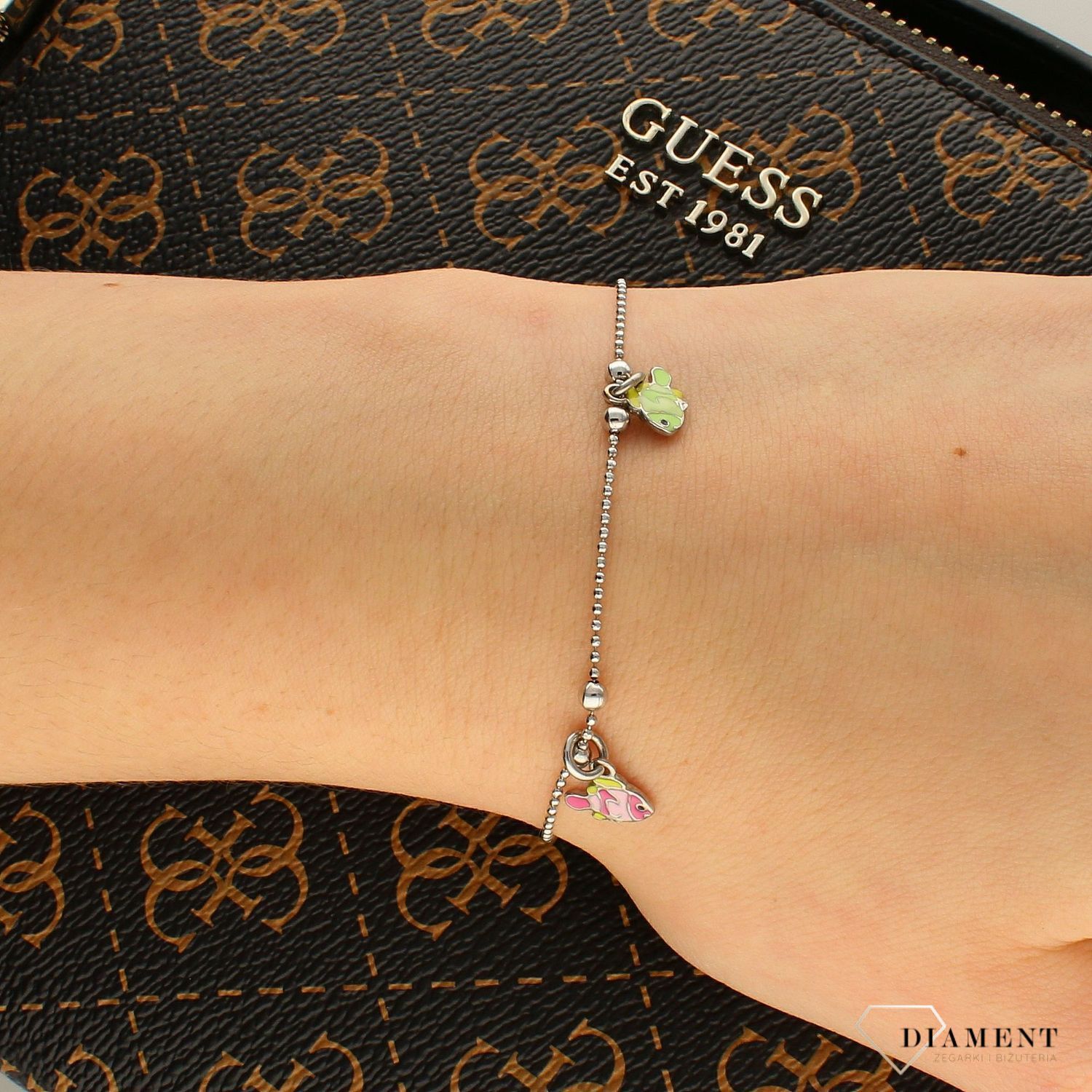 Srebrna bransoleta dla dziewczynek kolorowe rybki AR012-2367.jpg