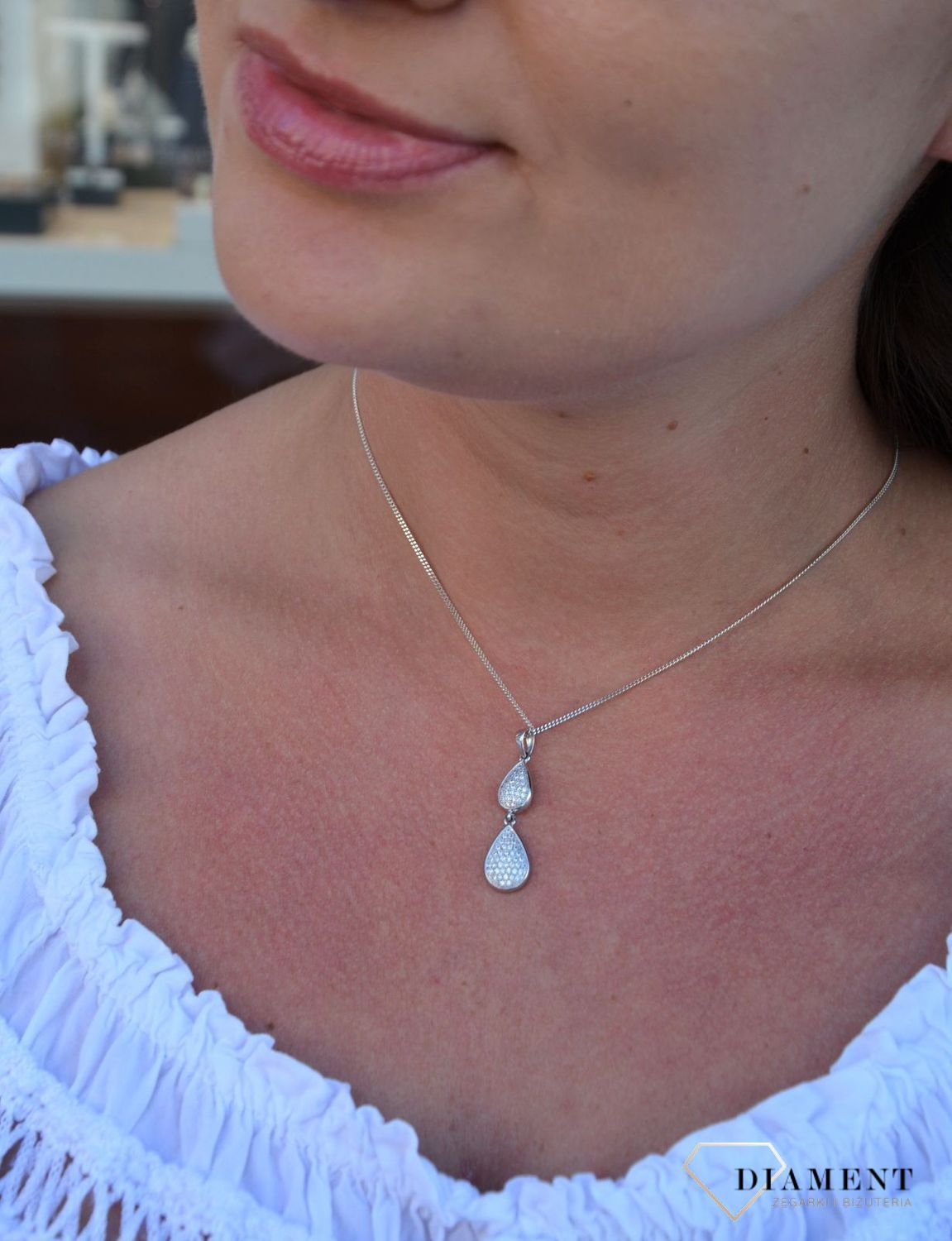 Srebrna zawieszka dwie krople w cyrkoniach AR012-3837..jpg
