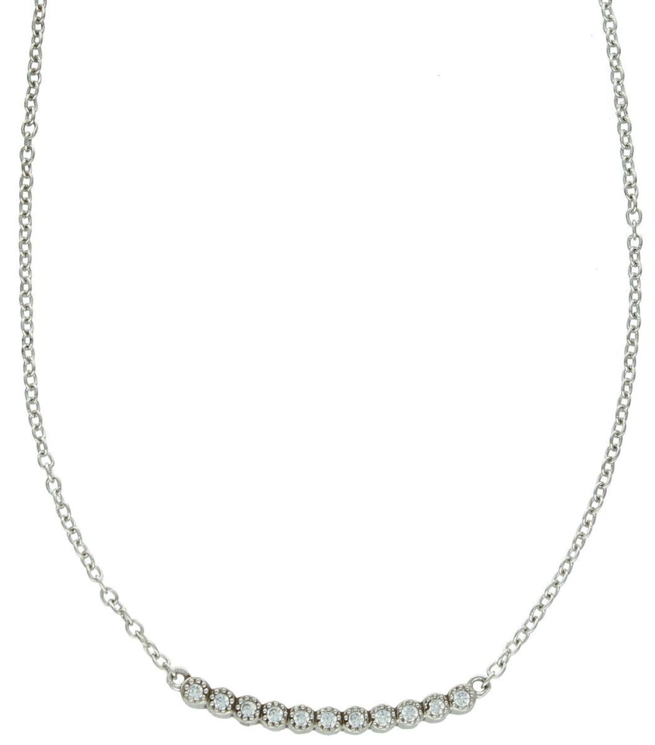 Naszyjnik srebrny celebrytka zdobiona pasem cyrkonii próba 925, AR012-3869 Subtelna elegancja, która pasuje do wszystkiego – srebrny naszyjnik celebrytka z pasem cyrkonii, model AR012-3869, 1.jpg