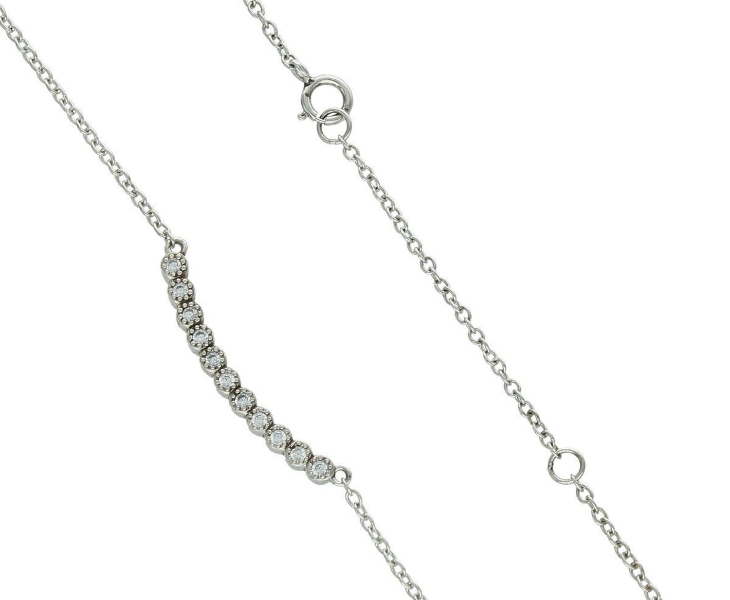 Naszyjnik srebrny celebrytka zdobiona pasem cyrkonii próba 925, AR012-3869 Subtelna elegancja, która pasuje do wszystkiego – srebrny naszyjnik celebrytka z pasem cyrkonii, model AR012-3869, 1.jpg