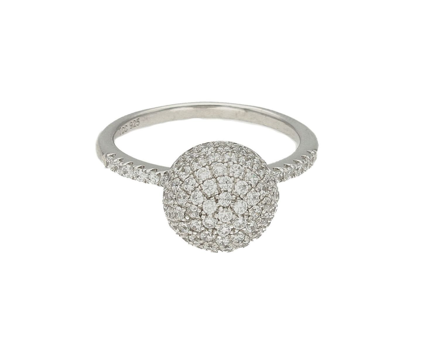 Pierścionek  srebrny kulka z cyrkoniami AR012-5246. Srebrny pierścionek z kulką wysadzoną cyrkoniami wysokiej próby rodowanego srebra. Delikatny i szykowny dodatek do eleganckich oraz codziennych zestawień (1).jpg