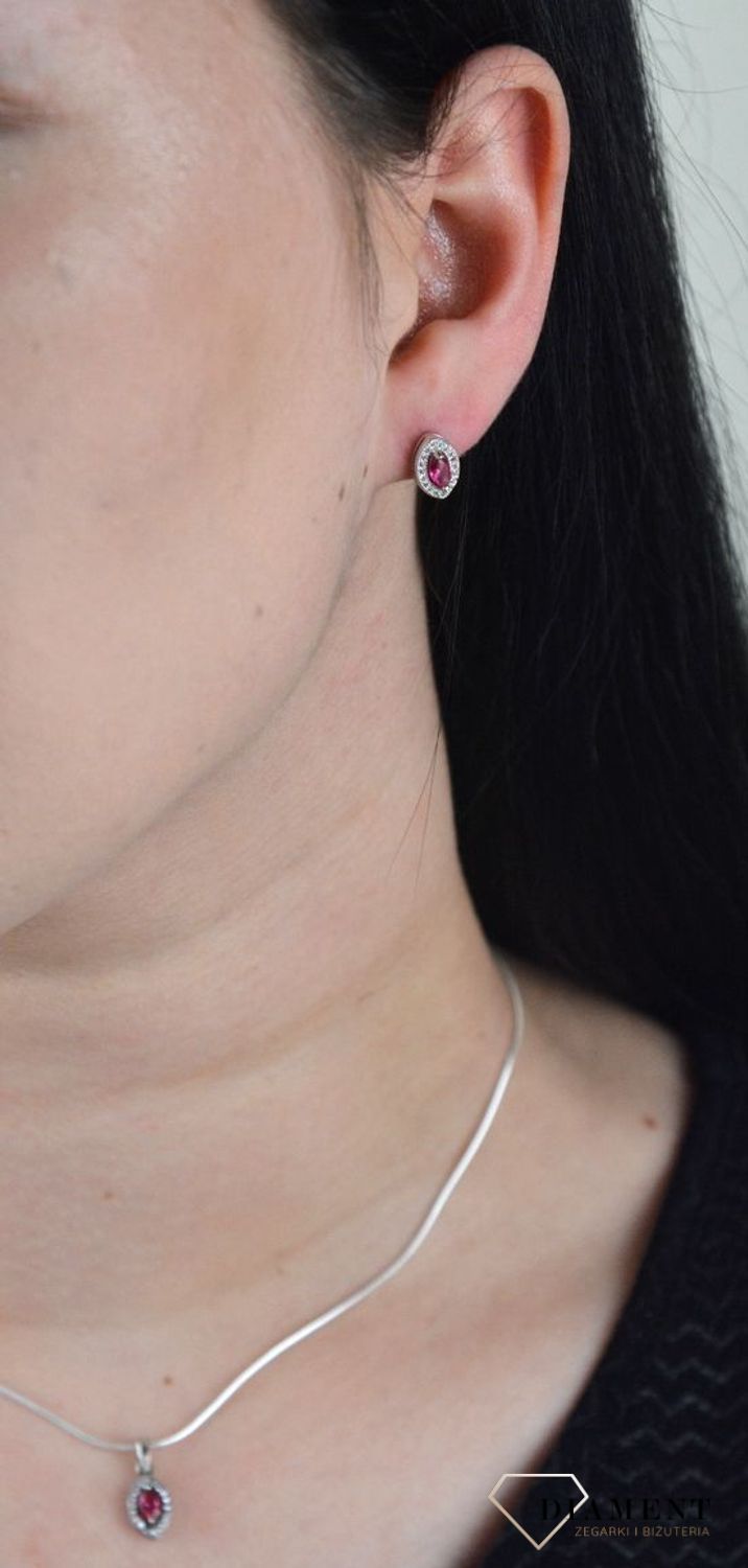 Srebrne kolczyki Apart łezki z czerwoną cyrkonią AR012-5945.jpg